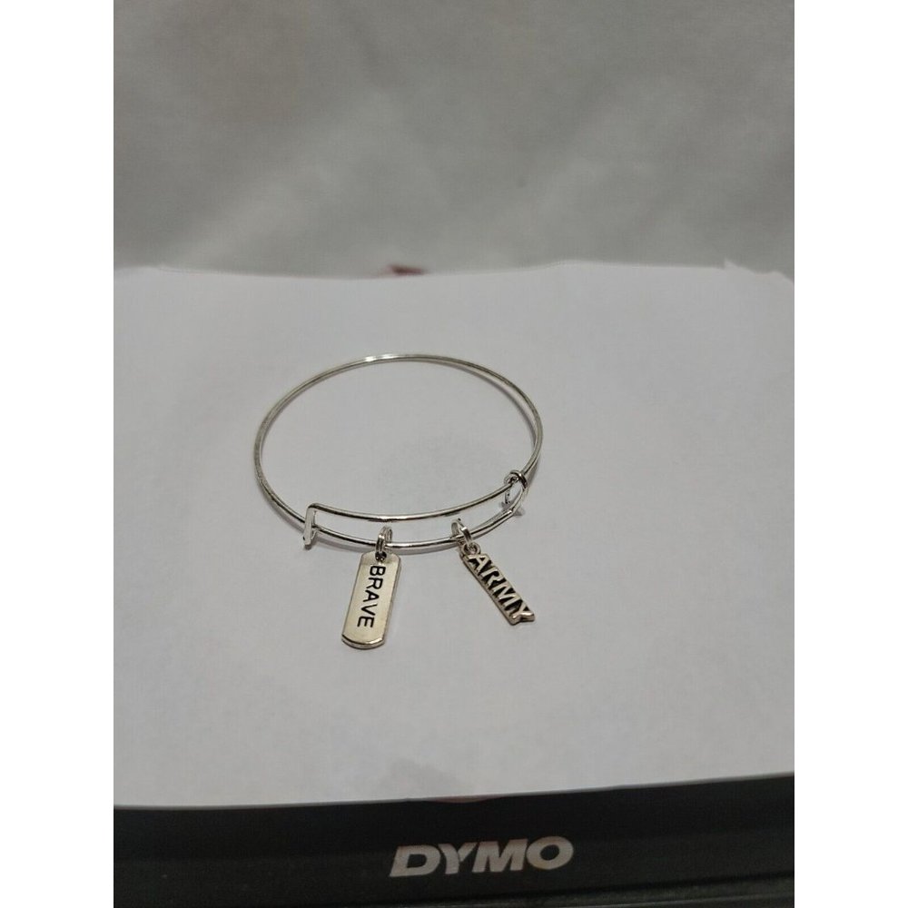 Handmade Expandable Bangle Charm Bracelet Army Brave